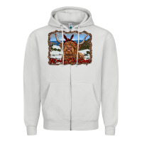 Dove Grey merry christmas highland cow with farm Zipper Hoodie - RanaPortraitStore