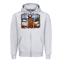Heather Grey merry christmas highland cow with farm Zipper Hoodie - RanaPortraitStore