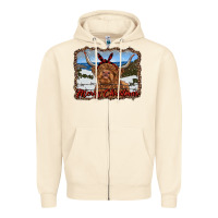 Sandshell merry christmas highland cow with farm Zipper Hoodie - RanaPortraitStore