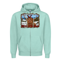 Seafoam merry christmas highland cow with farm Zipper Hoodie - RanaPortraitStore