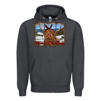 Smoke merry christmas highland cow with farm Zipper Hoodie - RanaPortraitStore