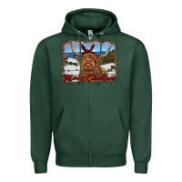 Sports Green merry christmas highland cow with farm Zipper Hoodie - RanaPortraitStore