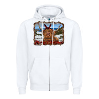White merry christmas highland cow with farm Zipper Hoodie - RanaPortraitStore
