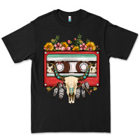 Black bull skull sunflower floral cassette Premium Tee - FaDigitalArtStudio