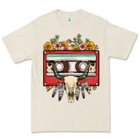 Bone bull skull sunflower floral cassette Premium Tee - FaDigitalArtStudio