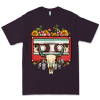 Plum bull skull sunflower floral cassette Premium Tee - FaDigitalArtStudio