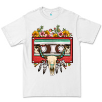 White bull skull sunflower floral cassette Premium Tee - FaDigitalArtStudio