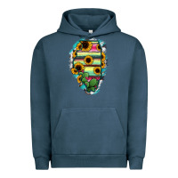 Pigment Midnight Navy Illinois Map Sunflower Cactus Serape Urban Hoodie - RanaPortraitStore