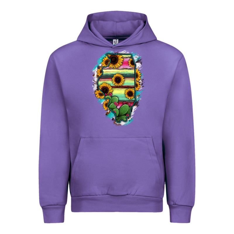 Illinois Map Sunflower Cactus Serape Urban Hoodie by RanaPortraitStore | Teevron