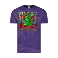 Cloud Purple Merry Christmas Tree Vintage Tee - CowhideDigitalArt
