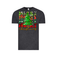 Vintage Black Merry Christmas Tree Vintage Tee - CowhideDigitalArt