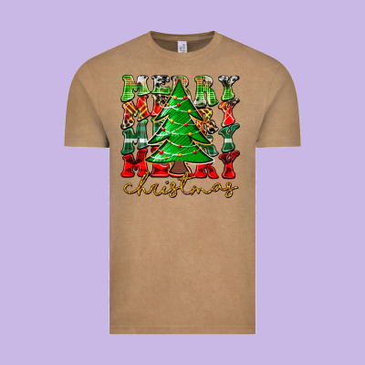 Merry Christmas Tree Vintage Tee Designed By Cowhidedigitalart