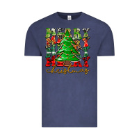 Vintage Denim Merry Christmas Tree Vintage Tee - CowhideDigitalArt