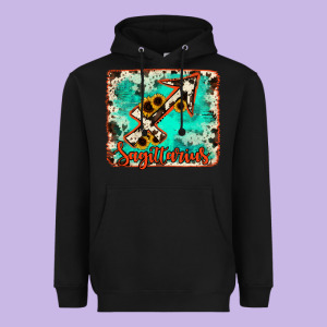 Sagittarius Turquoise Cowhide Heavyweight Hoodie Designed By Ranaportraitstore