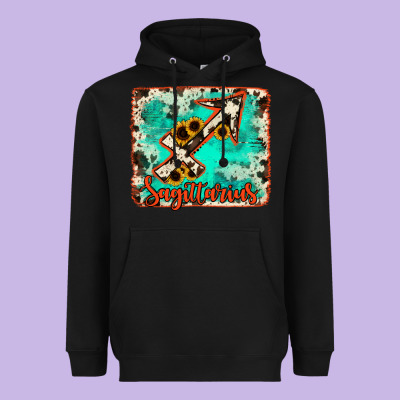 Sagittarius Turquoise Cowhide Heavyweight Hoodie Designed By Ranaportraitstore