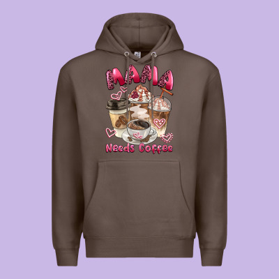 Mama Needs Coffee Premium Hoodie Designed By Barkaloodesign