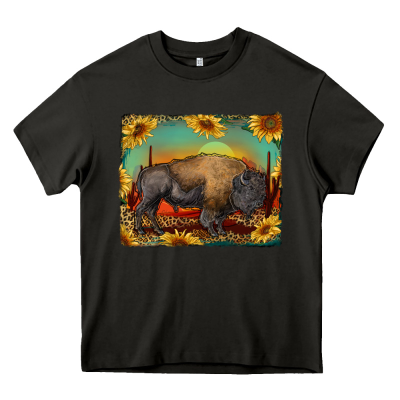 Western Bison With Sunset Background Heavy Core Tee by RanaPortraitStore | Teevron