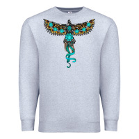 Heather Grey turquoise thunderbird Premium Sweatshirt - RanaPortraitStore