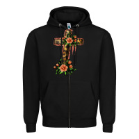 Black Flower Cross Zipper Hoodie - Jasminsmagicworld