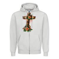 Dove Grey Flower Cross Zipper Hoodie - Jasminsmagicworld
