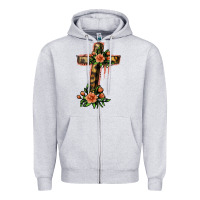 Heather Grey Flower Cross Zipper Hoodie - Jasminsmagicworld