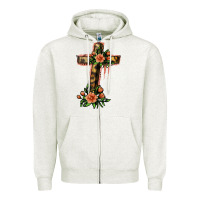 Oatmeal Heather Flower Cross Zipper Hoodie - Jasminsmagicworld