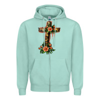 Seafoam Flower Cross Zipper Hoodie - Jasminsmagicworld