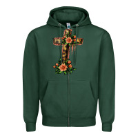 Sports Green Flower Cross Zipper Hoodie - Jasminsmagicworld