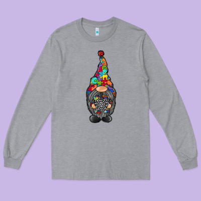Gnome Autism Long Sleeve Tee Designed By Racoondesign
