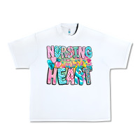 White Nursing is a work of heart Urban Heavy Tee - CowhideDigitalArt
