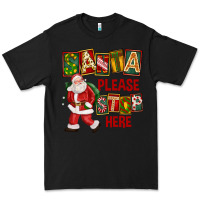 Black Santa Please Stop Here Premium Tee - FaDigitalArtStudio