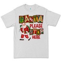 Dove Grey Santa Please Stop Here Premium Tee - FaDigitalArtStudio
