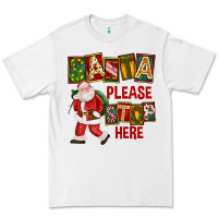 White Santa Please Stop Here Premium Tee - FaDigitalArtStudio