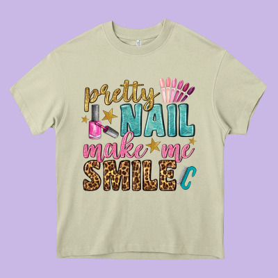 Pretty Nail Make Me Smile Bbs Heavy Core Tee Designed By Bundleandbundleshop