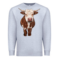 Heather Grey hereford cow Premium Sweatshirt - RanaPortraitStore