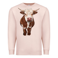 Pale Pink hereford cow Premium Sweatshirt - RanaPortraitStore