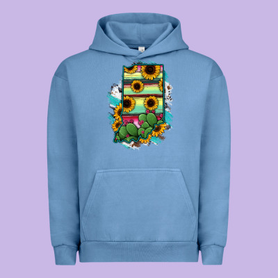 Indiana Map Sunflower Cactus Serape Urban Hoodie Designed By Ranaportraitstore