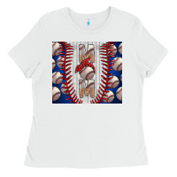 White Baseball Mom Ladies Tee - CowhideDigitalArt