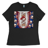 Black Baseball Mom Ladies Tee - CowhideDigitalArt