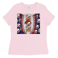 Bubblegum Pink Baseball Mom Ladies Tee - CowhideDigitalArt