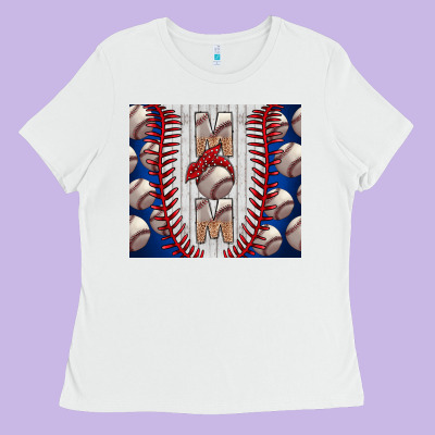 Baseball Mom Ladies Tee Designed By Cowhidedigitalart