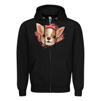Black chihuahua pink glitter Zipper Hoodie - Jasminsmagicworld