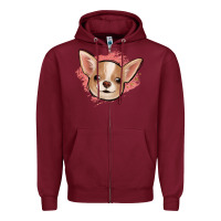 Burgundy chihuahua pink glitter Zipper Hoodie - Jasminsmagicworld