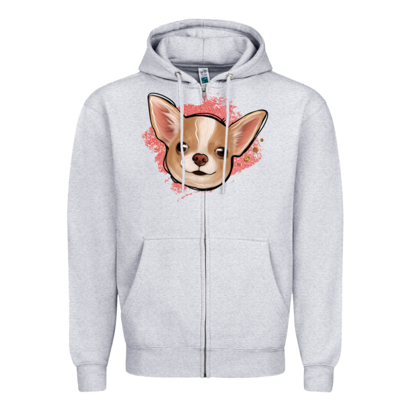 Chihuahua Pink Glitter Zipper Hoodie by Jasminsmagicworld | Teevron