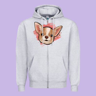 Chihuahua Pink Glitter Zipper Hoodie Designed By Jasminsmagicworld