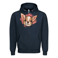 Navy chihuahua pink glitter Zipper Hoodie - Jasminsmagicworld