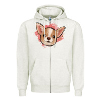Oatmeal Heather chihuahua pink glitter Zipper Hoodie - Jasminsmagicworld