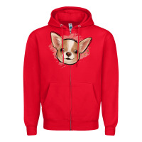 Red chihuahua pink glitter Zipper Hoodie - Jasminsmagicworld