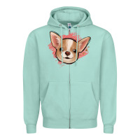 Seafoam chihuahua pink glitter Zipper Hoodie - Jasminsmagicworld