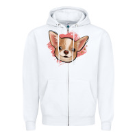 White chihuahua pink glitter Zipper Hoodie - Jasminsmagicworld